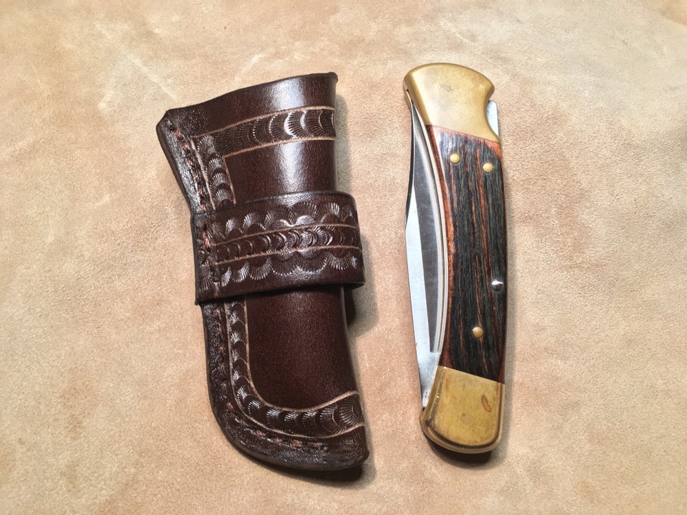 Custom Leather Sheath w/strap for Buck 110