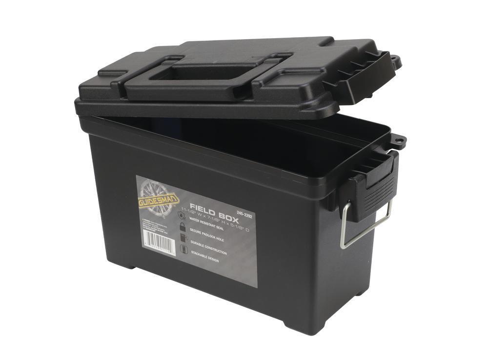 11" Black Medium Ammo Field Box with Handle Lockable, Stackable, Rubber Seal
