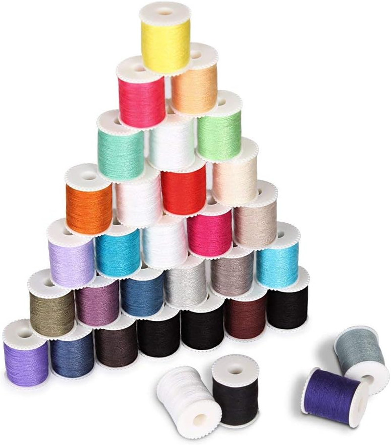 60 Pcs Bobbins Sewing Thread Kit, Polyester Mini Bobbins and Thread Spools for H
