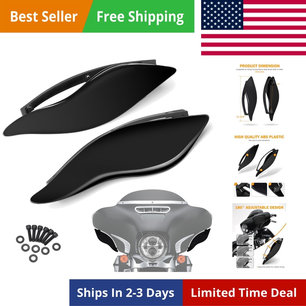Side Wings Air Deflectors, Fairing Side Wing Windshield, Black Adjustable Win...