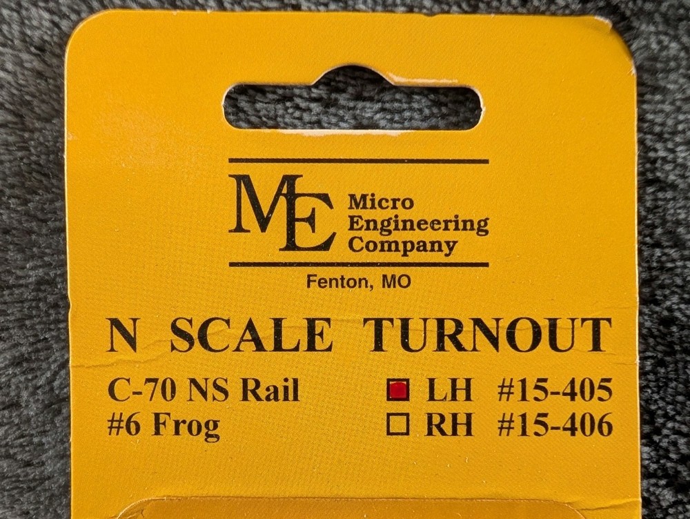 Micro Engineering N Scale Code 70 LH Turnout #6 Frog Nickel Silver Track #15-405