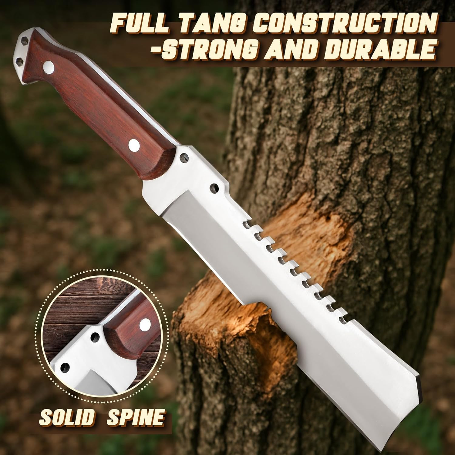 Machete for Cutting Trees Heavy Duty, Survival Machete with Sheath for Yard Work