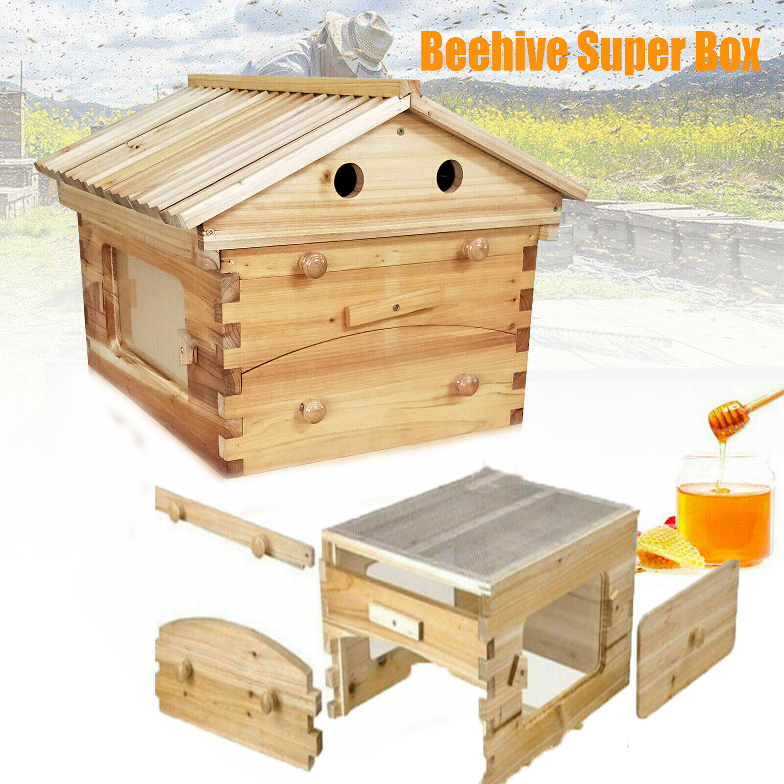 Upgrade 7X Auto Honey Hive Beehive Frames + Beekeeping Brood 2 Layer Box house