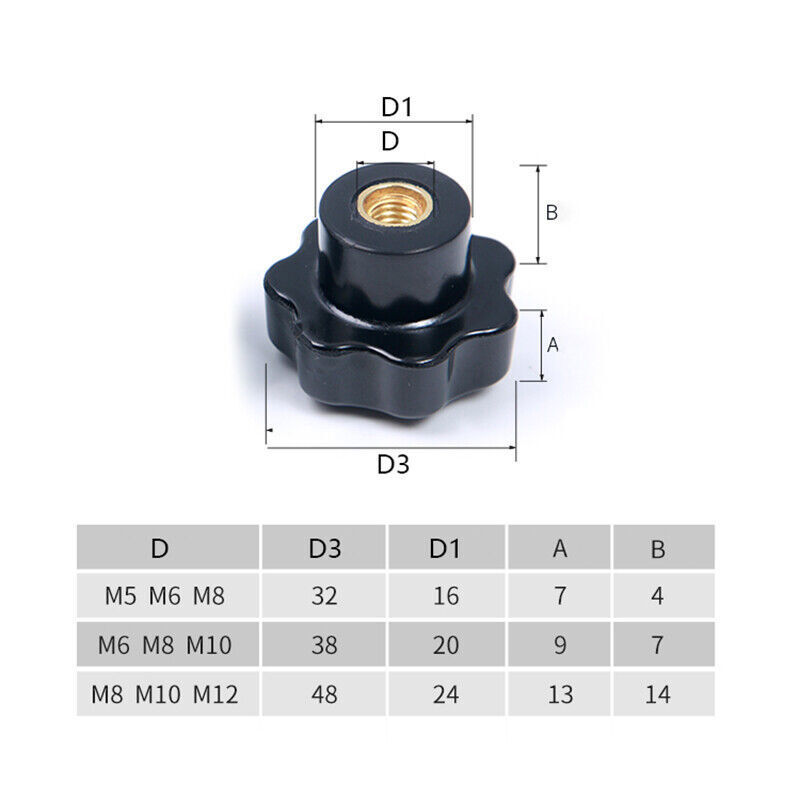 Thickened Hex Bolt Nuts Set (M4-M16) - Bakelite Hand-Tighten Thumb Knobs
