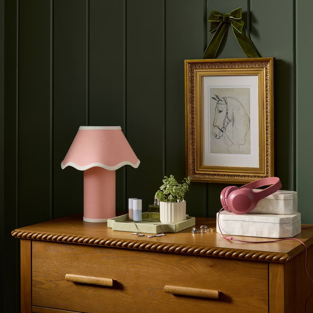 Table Lamp with Fabric Base and Shade Pink - Threshold designed with