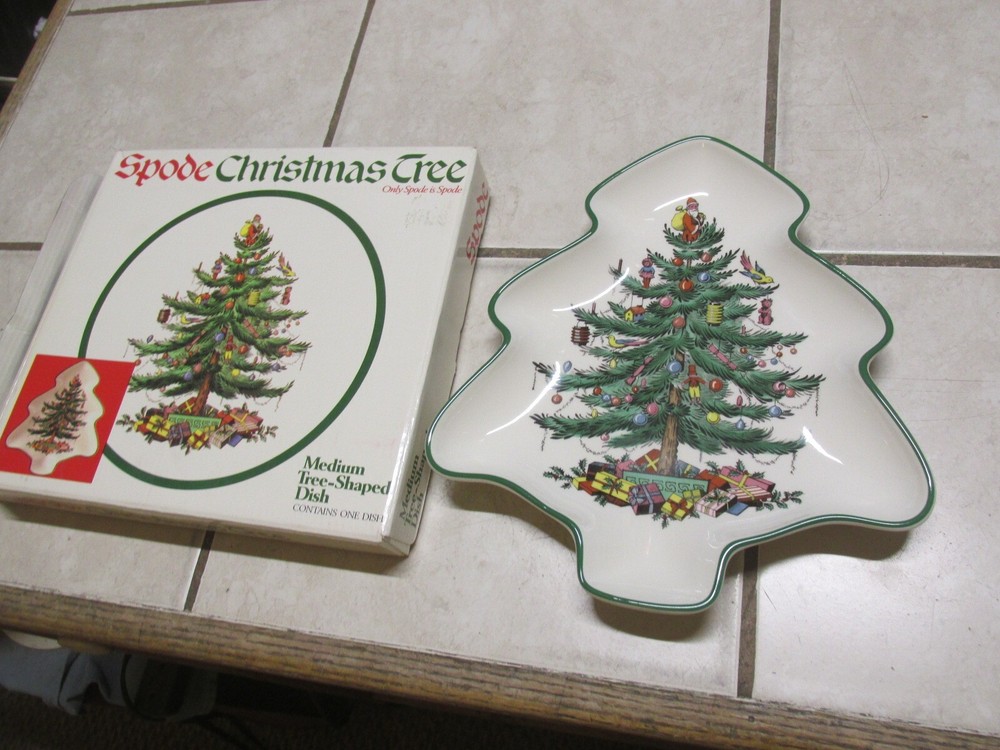 SPODE Christmas Tree~ Medium Tree-Shaped Dish~Original Box~Made In England
