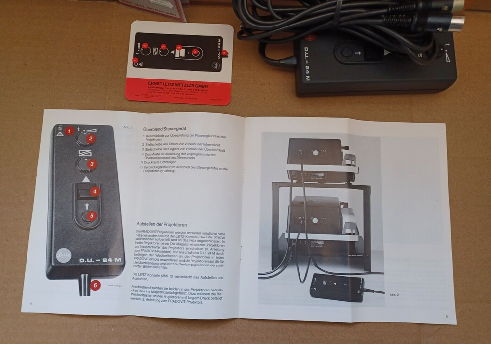 Leitz, Fade Control Unit Remote Control and Directions - for Pradovit Projector