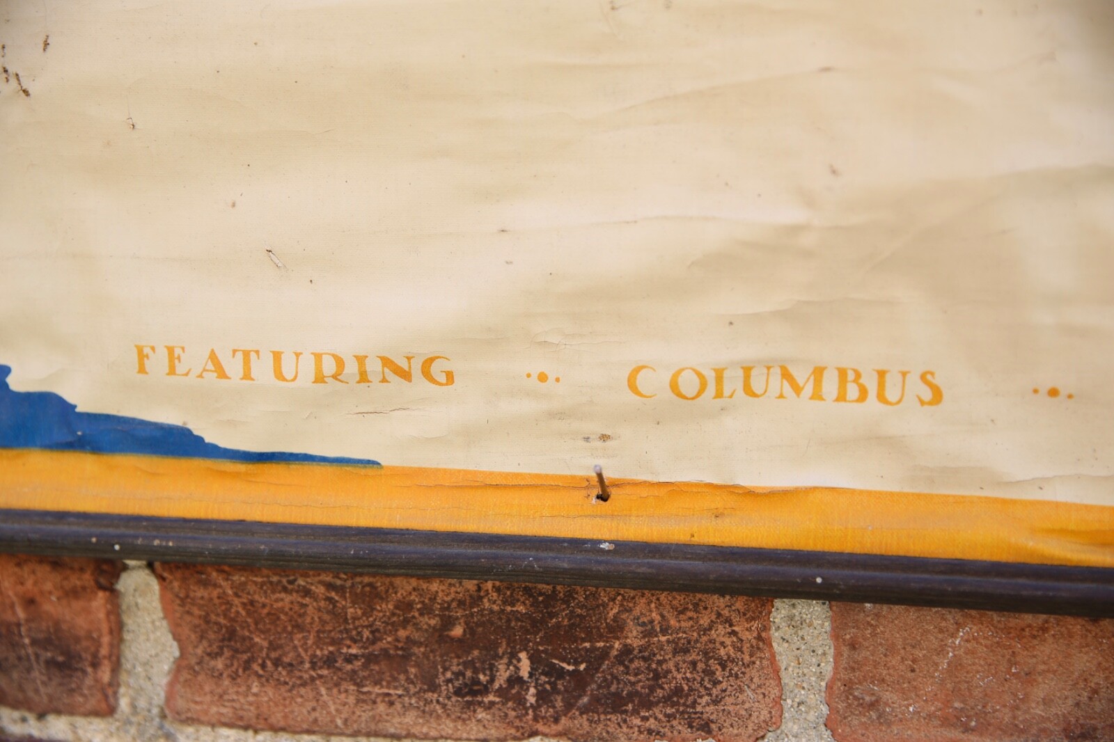 Vintage Columbus Oil Cloth Company window Advertising sign store display