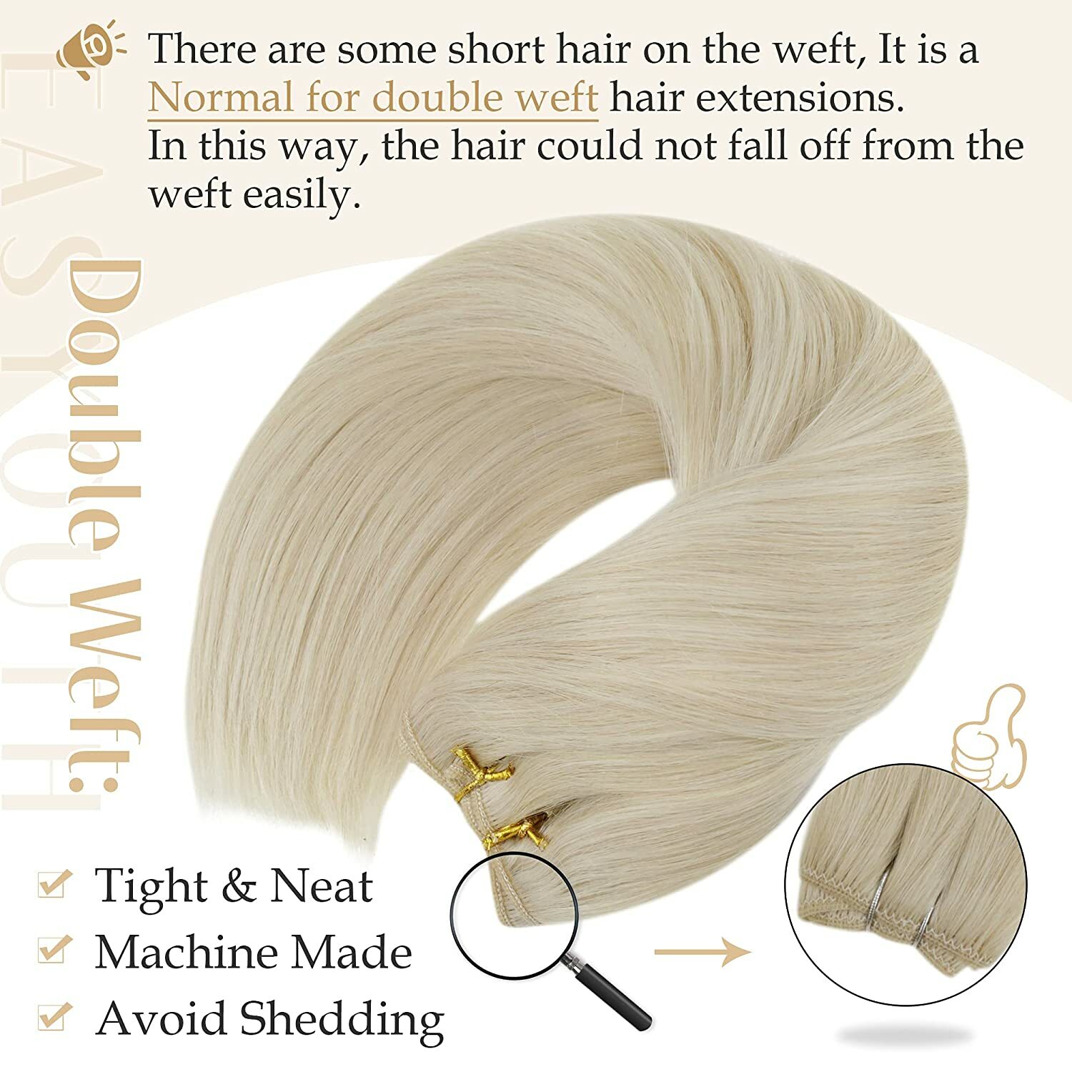 Double Weave Sew in Weft Hair Extensions 100%Real Brazilian Remy Human Hair 100g