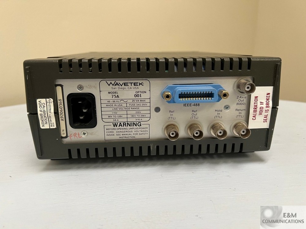 MODEL 75A WAVETEK 5 MHZ ARBITRARY WAVEFORM GENERATOR SERIAL # A92060368
