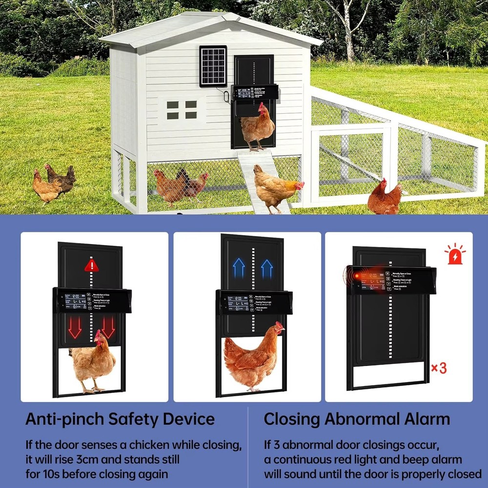 Automatic Solar Power 2000mAh Chicken Coop Door Opener With Timer Sensor Remote