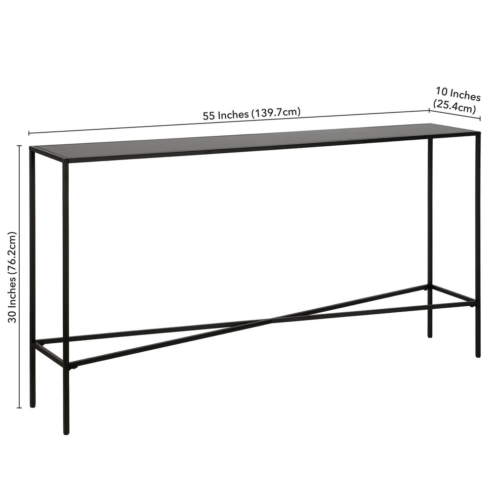 Henley 55'' Wide Rectangular Console Table with Metal Top in Blackened Bronze