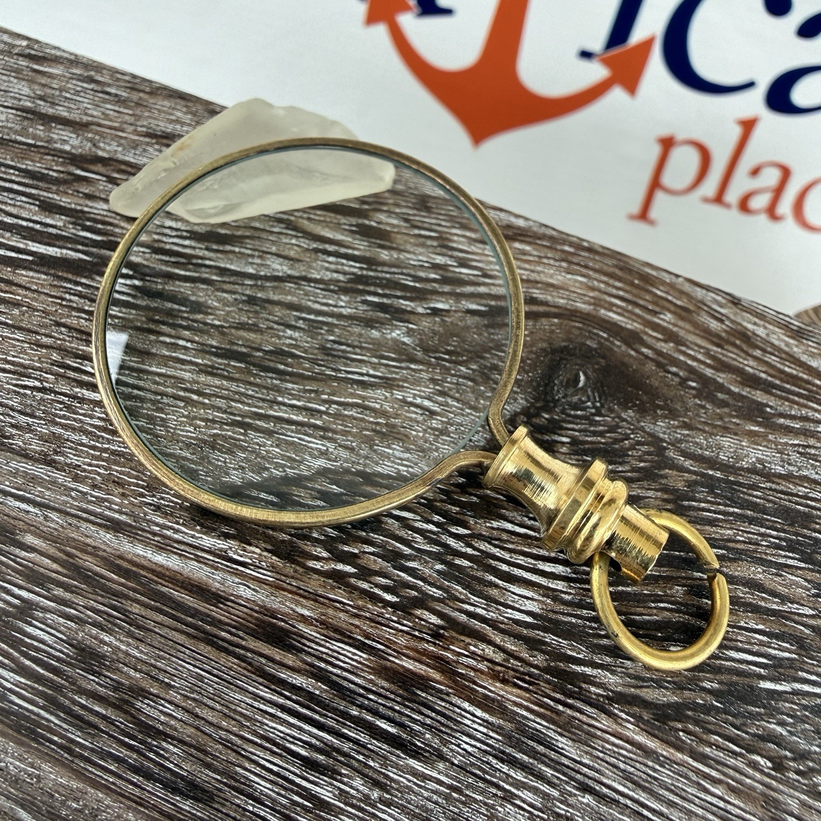 Brass Magnifying Glass For Necklace, Round Magnifier, 2X Power Reading Monocle