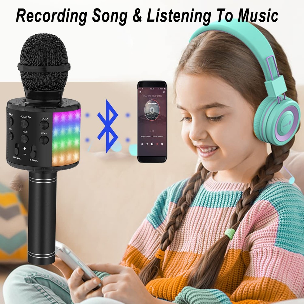 Bluetooth Karaoke Microphone for Singing: Professional Handheld Black2