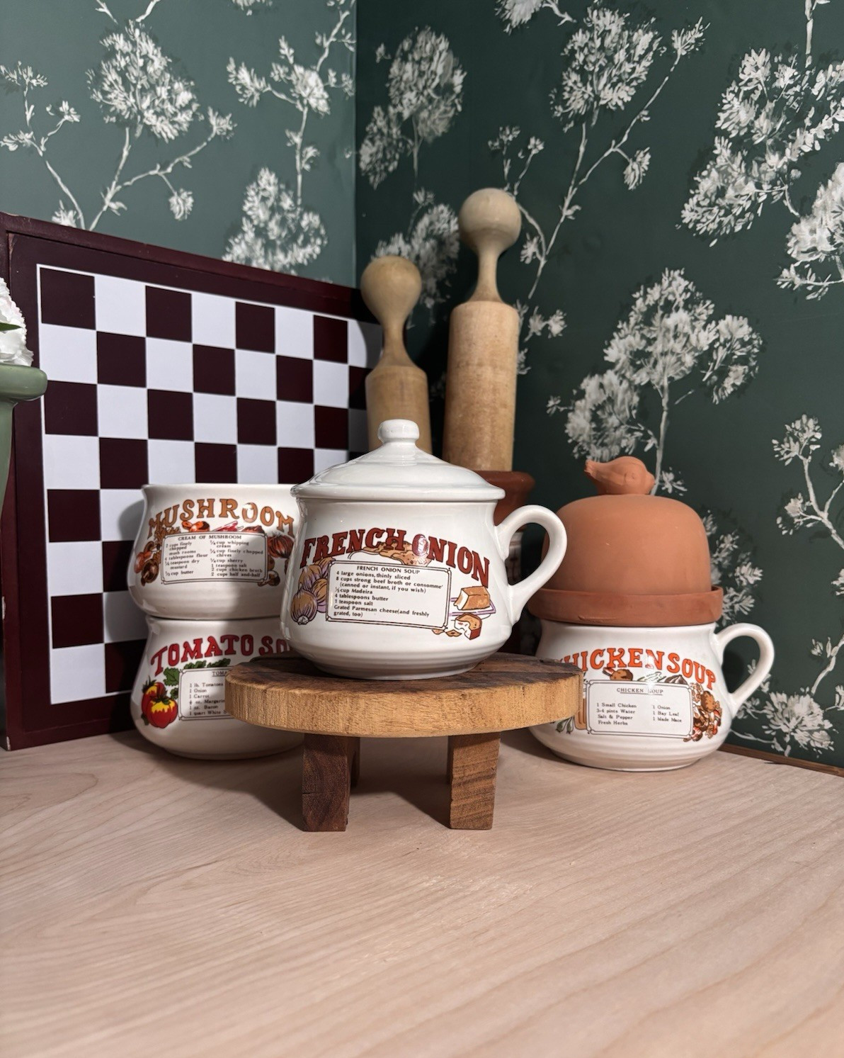 VTG 70s Retro Cottage French Onion Soup Recipe Cup