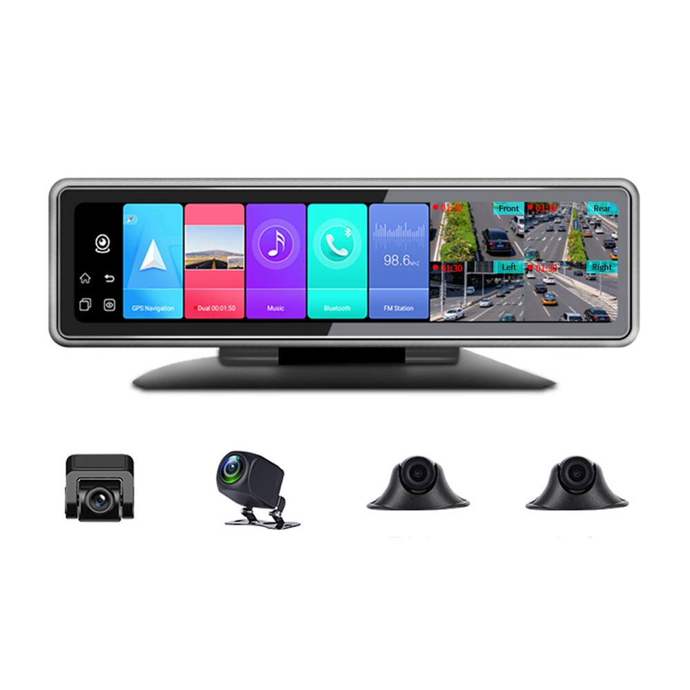 4 cameras recording Android 8.1 rearview mirror dash camera video recorder
