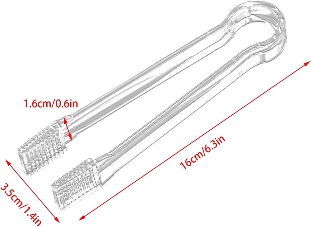 10PCS Clear Plastic Buffet Serving Tongs Mini Kitchen Serving Utensils Set