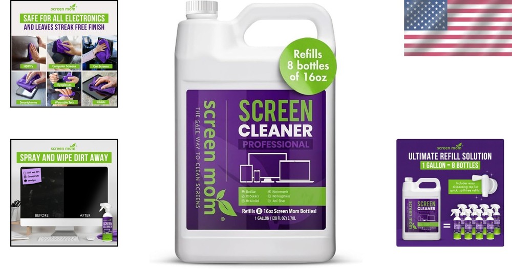 TV Computer Phone Screen Cleaner Spray Wipe Refill Station 1 Gallon
