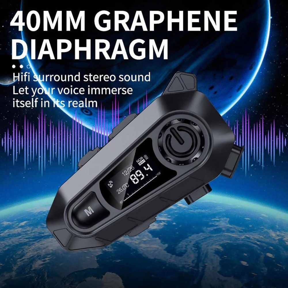Motorcycle Helmet Headset Wireless Bluetooth 5.4 with Type-C Charging Port