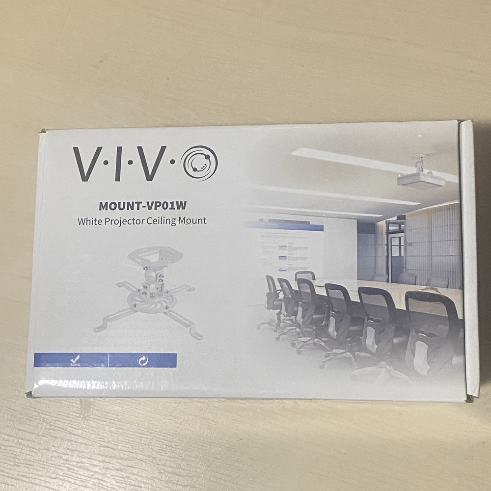 VIVO Universal Adjustable Ceiling Projector Mount White MOUNT-VP01W NEW OPENED