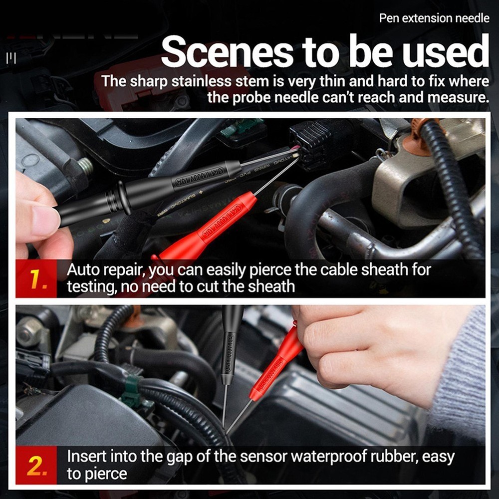 2 Pcs Multimeter Test-Lead Extension Back Probe Tip Needle Micro-Needle New