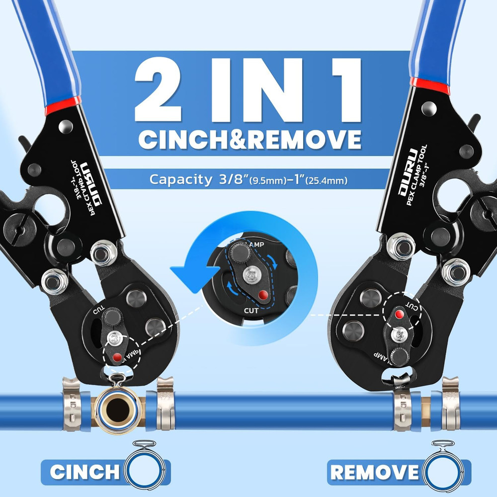 2 in 1 Ratchet Pex Crimping Tool Pliers Cinch and Remove Combo Function Professi