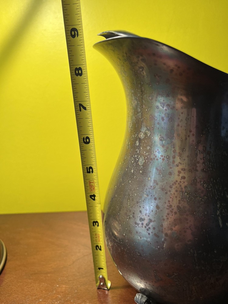 vintage silver soldered pitcher 9” tall