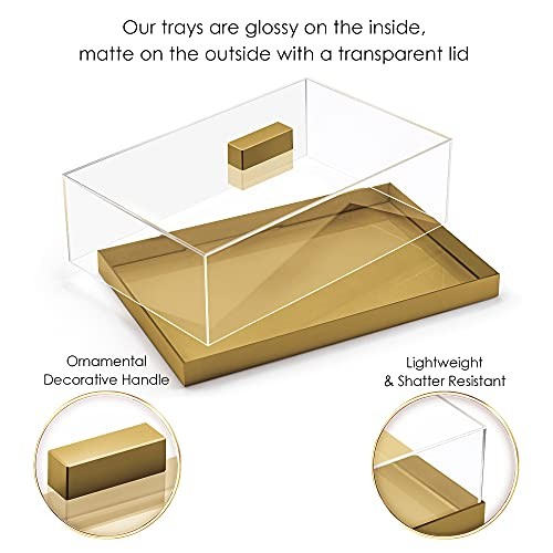 Acrylic Cake Stand | Multifunctional Serving Rectangular / 14.5 x 9 in Gold