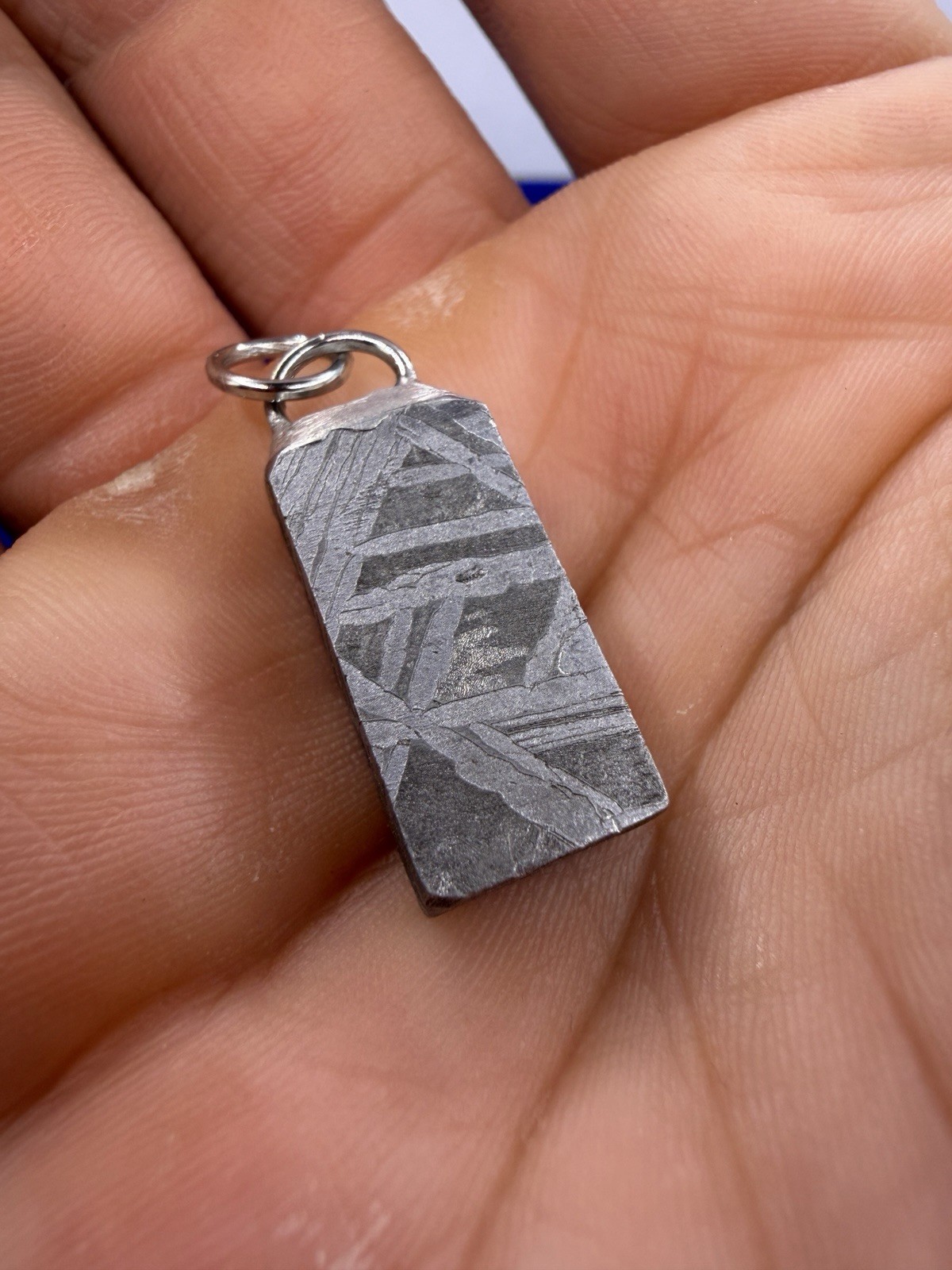 Aletai Meteorite Pendant, Space Jewelry, Etched Iron Widmanstätten 10.10g