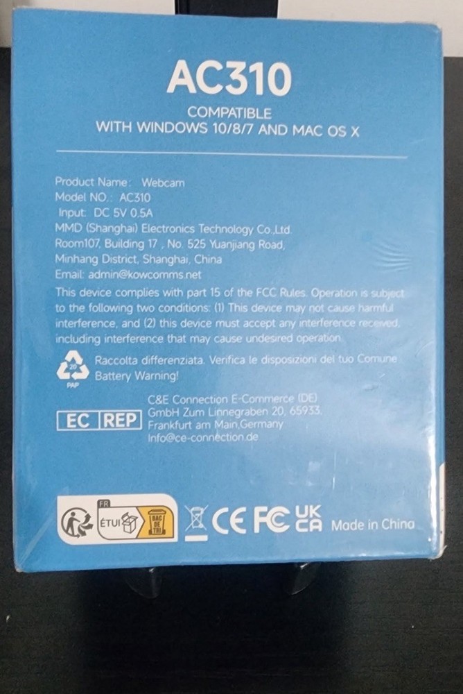 AOC 4k Webcam for PC with Microphone, Computer Camera with Noise Cancellation, P