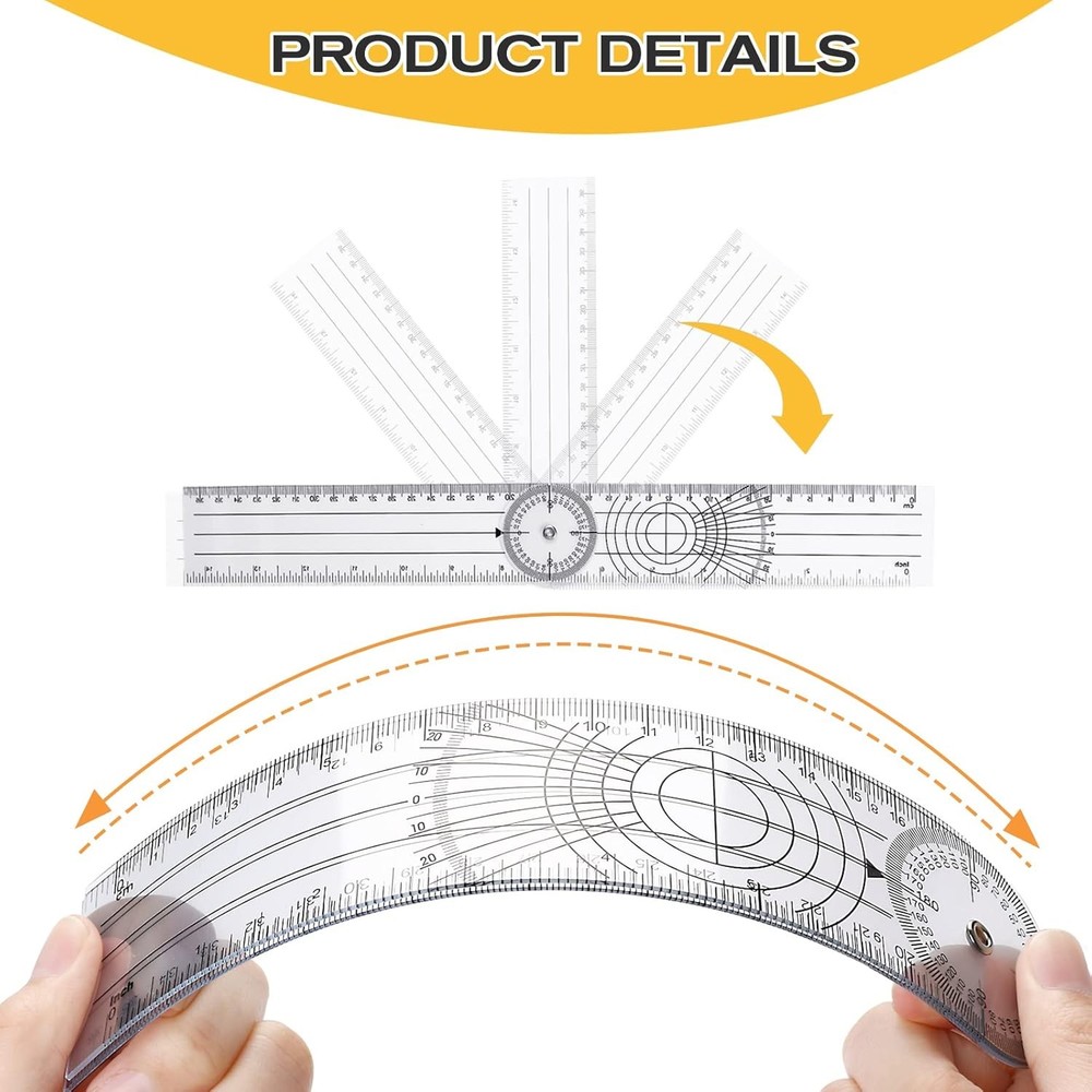 2Pcs Clear Plastic Goniometer Quick Angle Protractor Finder Style 1