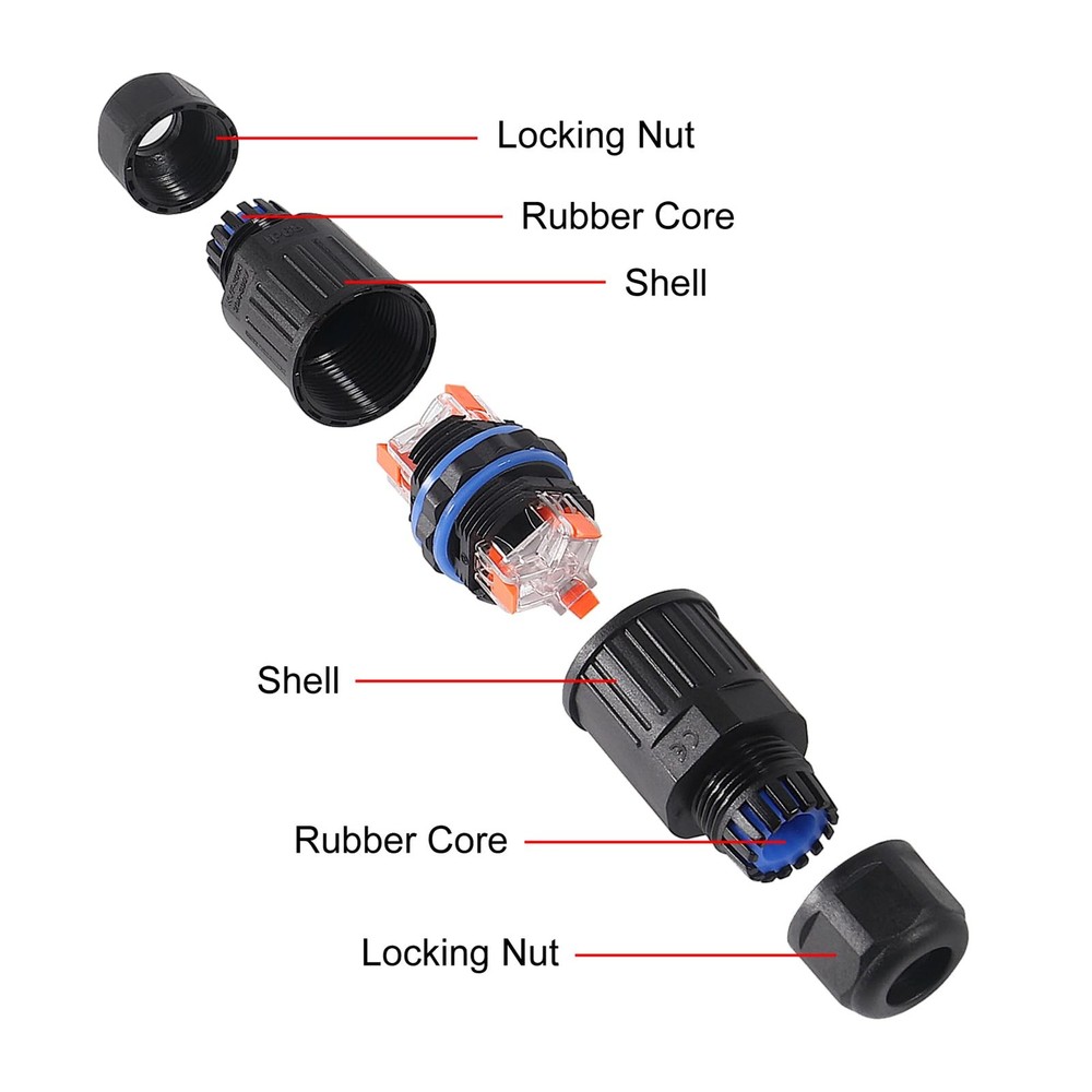 3Pcs Waterproof Cable Connector 3Pin Wire Connector 3 Way Inline Wire Connect...