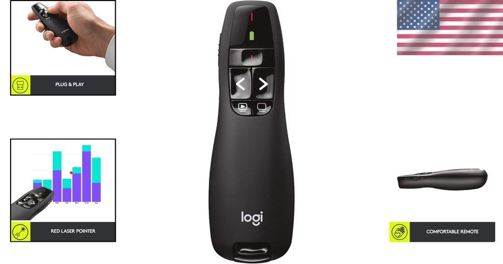 R400 Wireless Presenter Clicker with Laser Pointer