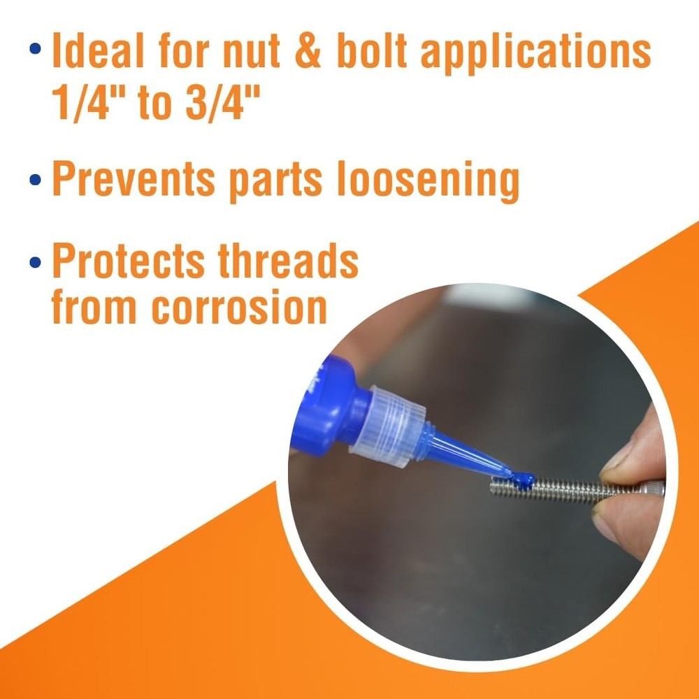 24200 Medium Strength Threadlocker Blue, 6 ml, Automotive Threadlocker For Pr...