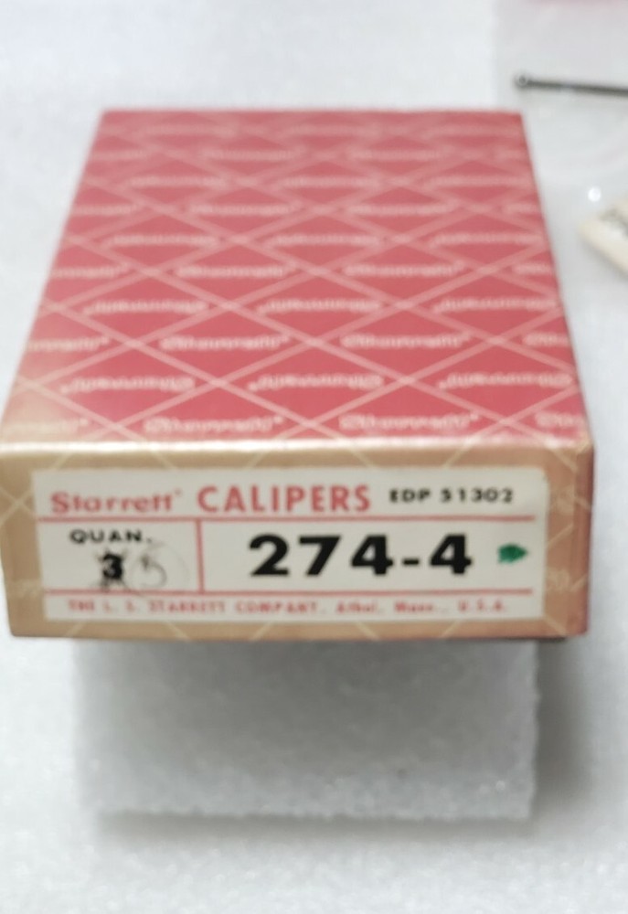 STARRETT 274-4 51302 Size 4" Toolmakers Spring-Type Caliper and Divider,Inside