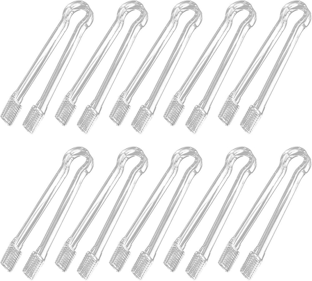 10PCS Clear Plastic Buffet Serving Tongs Mini Kitchen Serving Utensils Set
