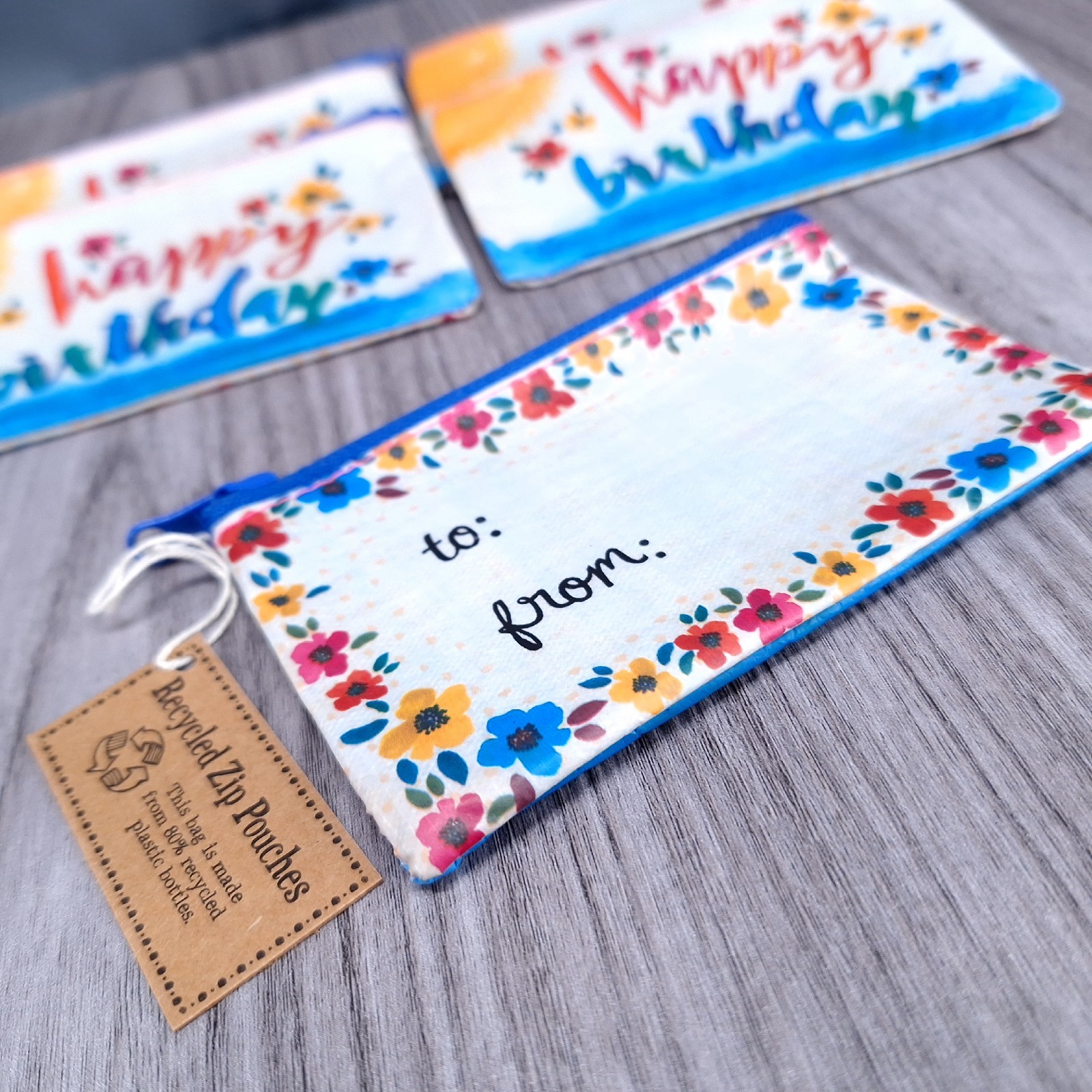 Natural Life Happy Birthday BOHO Recycled Coin Purse Gift Pouches