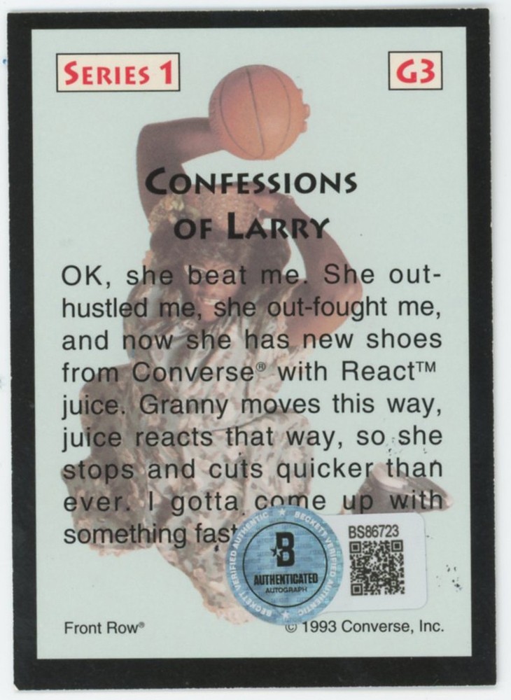 Larry Johnson Hornets Authentic Signed 1993 Converse #G3 Card BAS #BS86723
