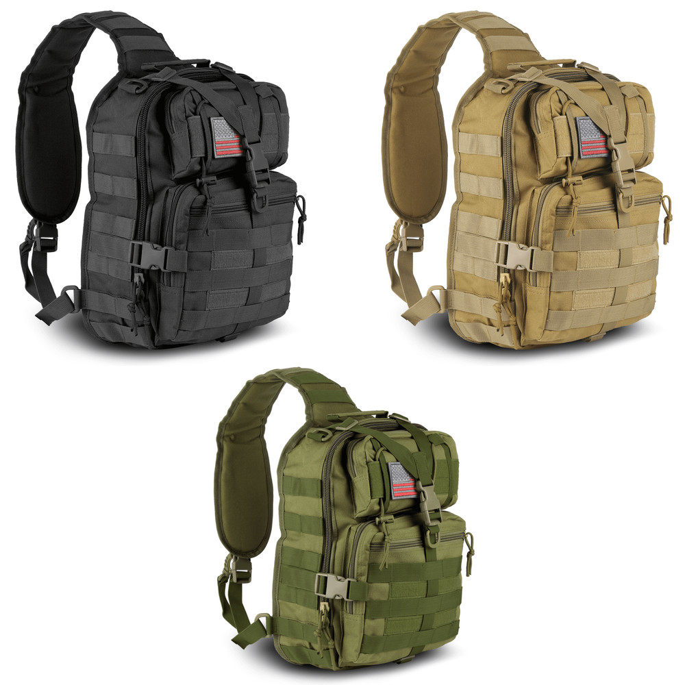 XGear Tactical 14L Range Sling Bag Backpack w Adjustable Strap, Multiple Pockets