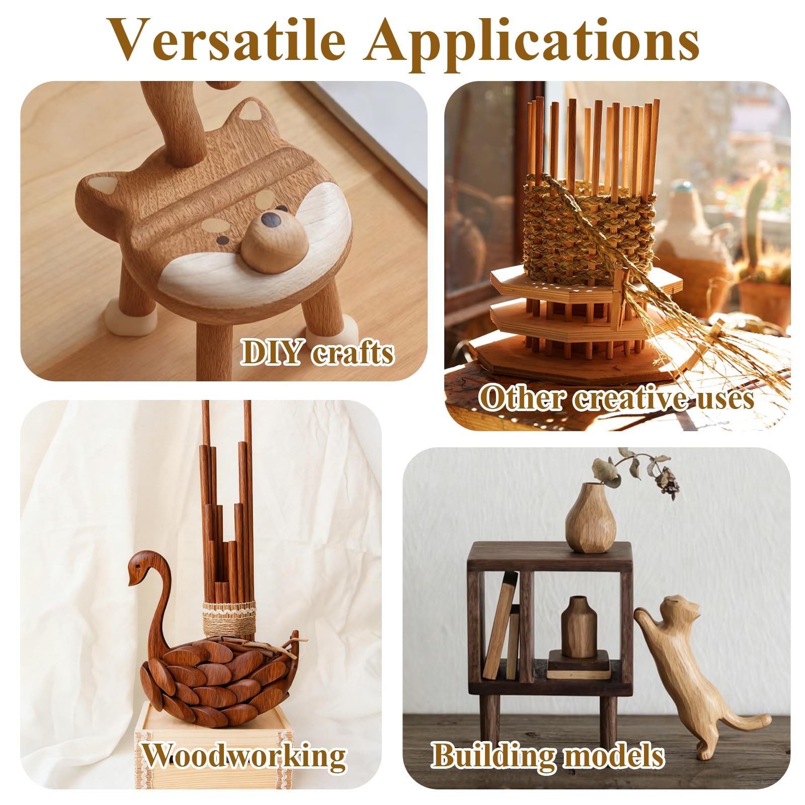 10 Pack Walnut Wooden Dowel Rods 3/8 x 12 Inch (10 x 300mm) Wood Color