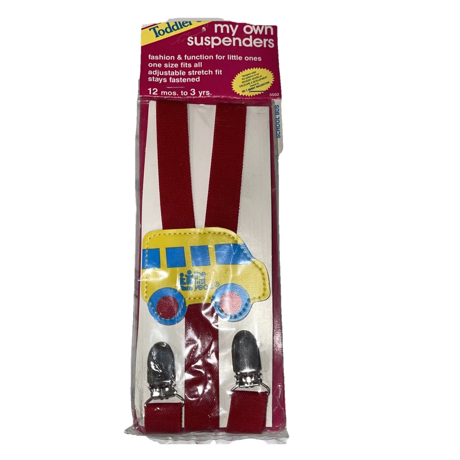 Vintage  1990 The First Years Toddler School Bus Suspenders 12 Months to 3 Years