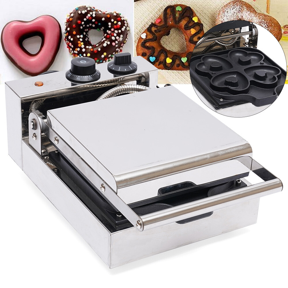 4pc Heart Shape Mini Donut Maker Commercial Electric Waffle Machine Waffle Maker