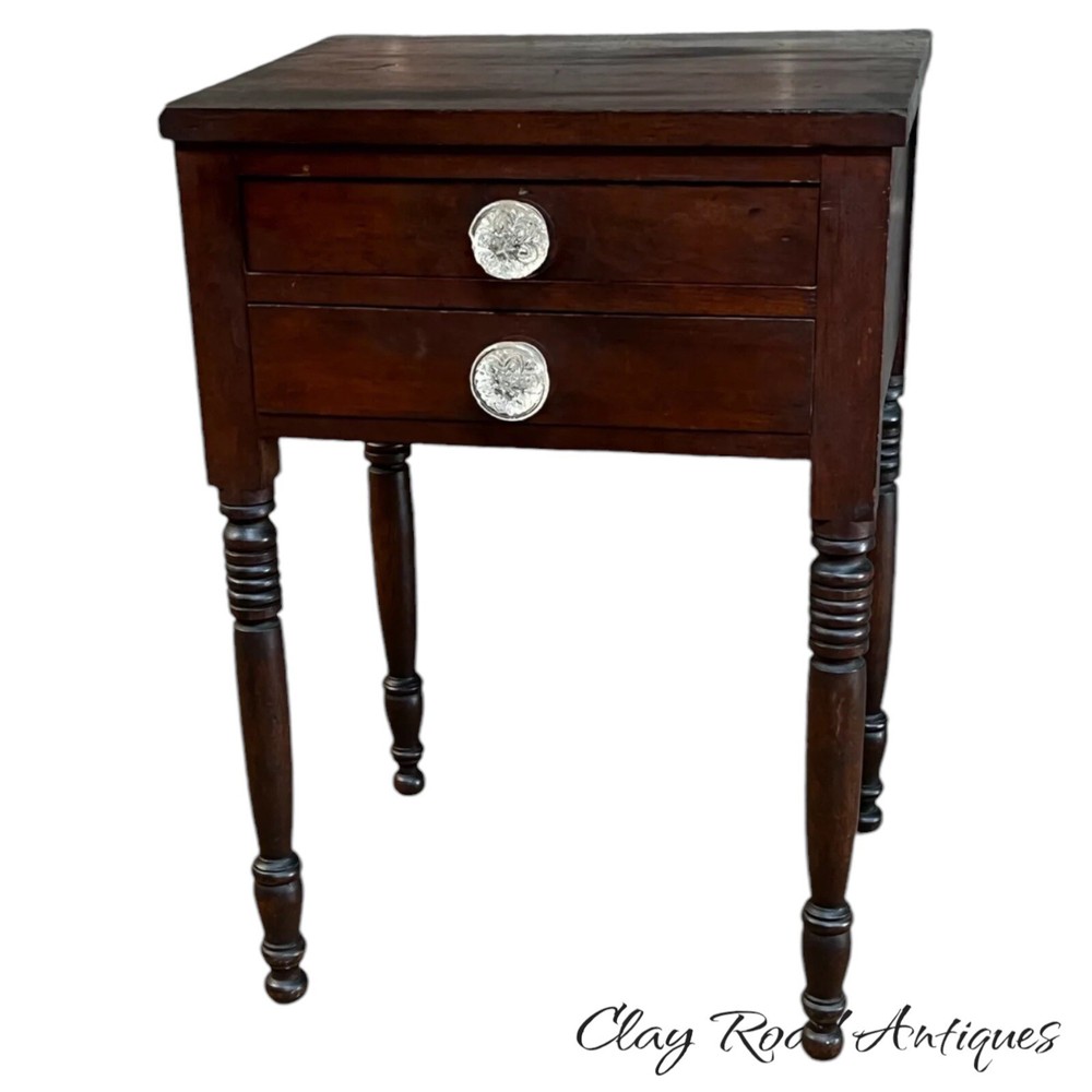 antique cherry table 2 drawer night stand end table work original