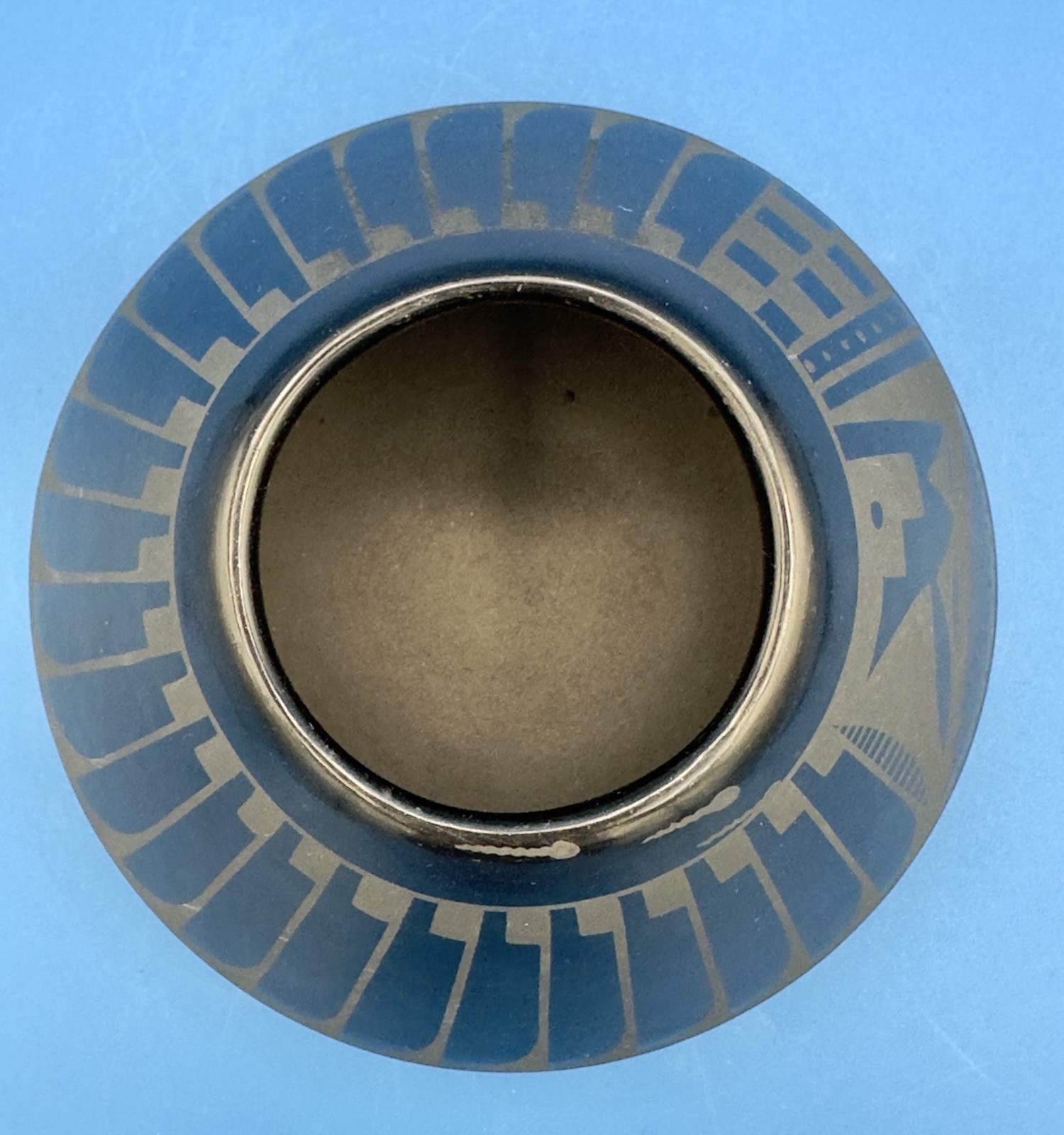 San Ildefonso Pueblo Black-on-Black Eagle Tail Pot - Cavan Gonzales - 4.75" W