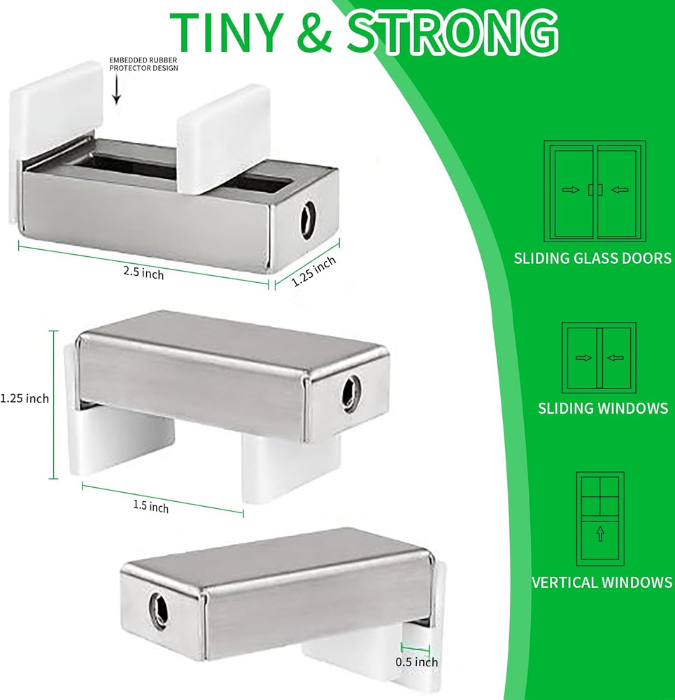 4 Sets Sliding Window Locks, 0.66'' to 1.65'' Adjustable Width Sliding Security