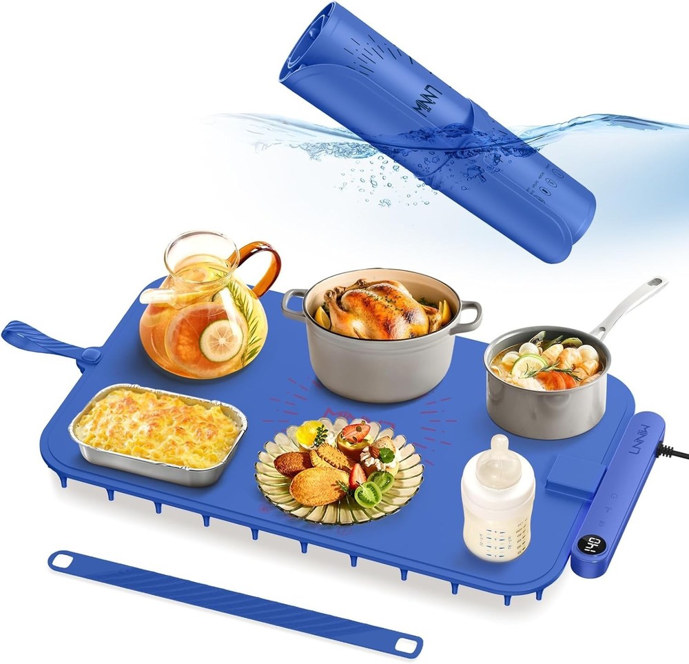 Versatile Food Warming Mat with Timer - Dishwasher-Friendly for Easy Cleanup