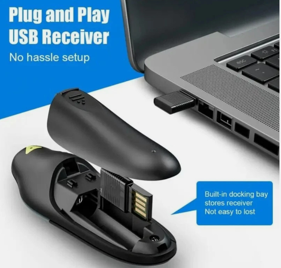 USB Wireless Remote Laser Pointer Pen Powerpoints Clicker PPT Flip Pen PointerS3