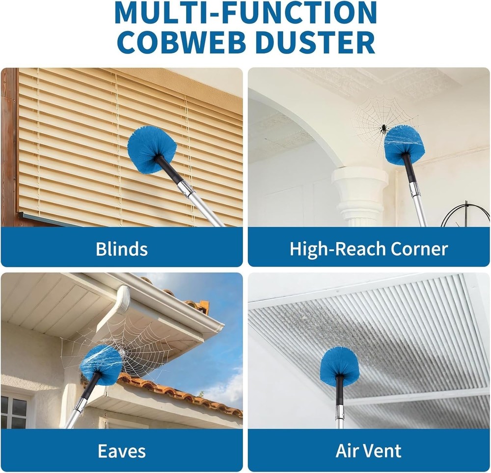 Indoor/Outdoor Cobweb Duster with Telescoping Pole 5-26FT for Versatile Cleaning