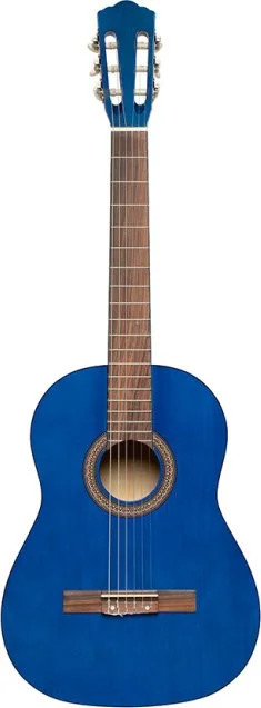 3/4 classical guitar with linden top, blue