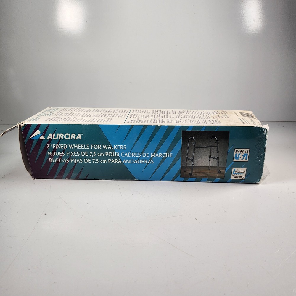 AURORA 3" FIXED FRONT WALKER WHEELS AND CAPS NEW